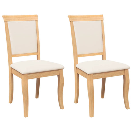 Vidaxl eetkamerstoelen met kussens 2 st massief hout naturel rubber