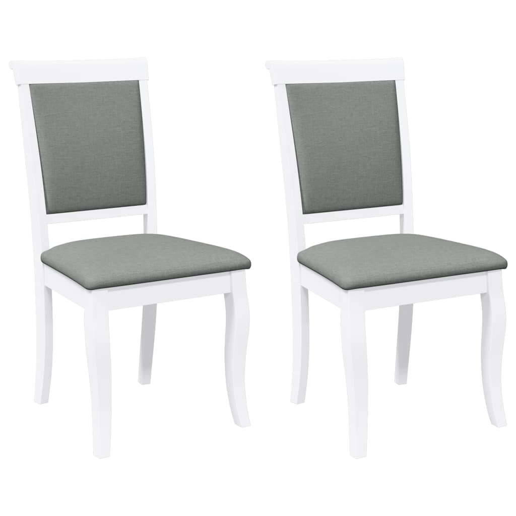 Vidaxl eetkamerstoelen met kussens 2 st massief hout rubber wit
