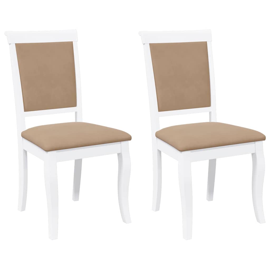 Vidaxl eetkamerstoelen met kussens 2 st massief hout rubber wit