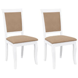 Vidaxl eetkamerstoelen met kussens 2 st massief hout rubber wit