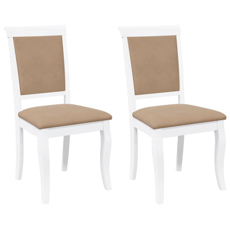Vidaxl eetkamerstoelen met kussens 2 st massief hout rubber wit