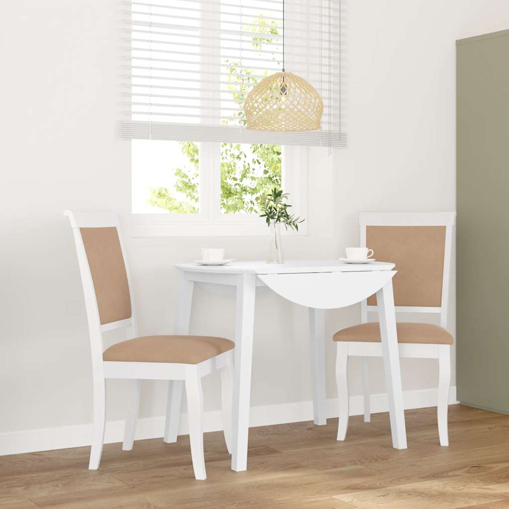 Vidaxl eetkamerstoelen met kussens 2 st massief hout rubber wit