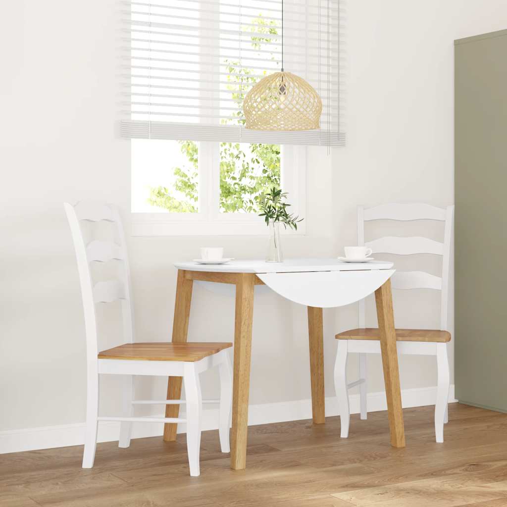 Vidaxl eetkamerstoelen 2 stuks wit massief hout rubber