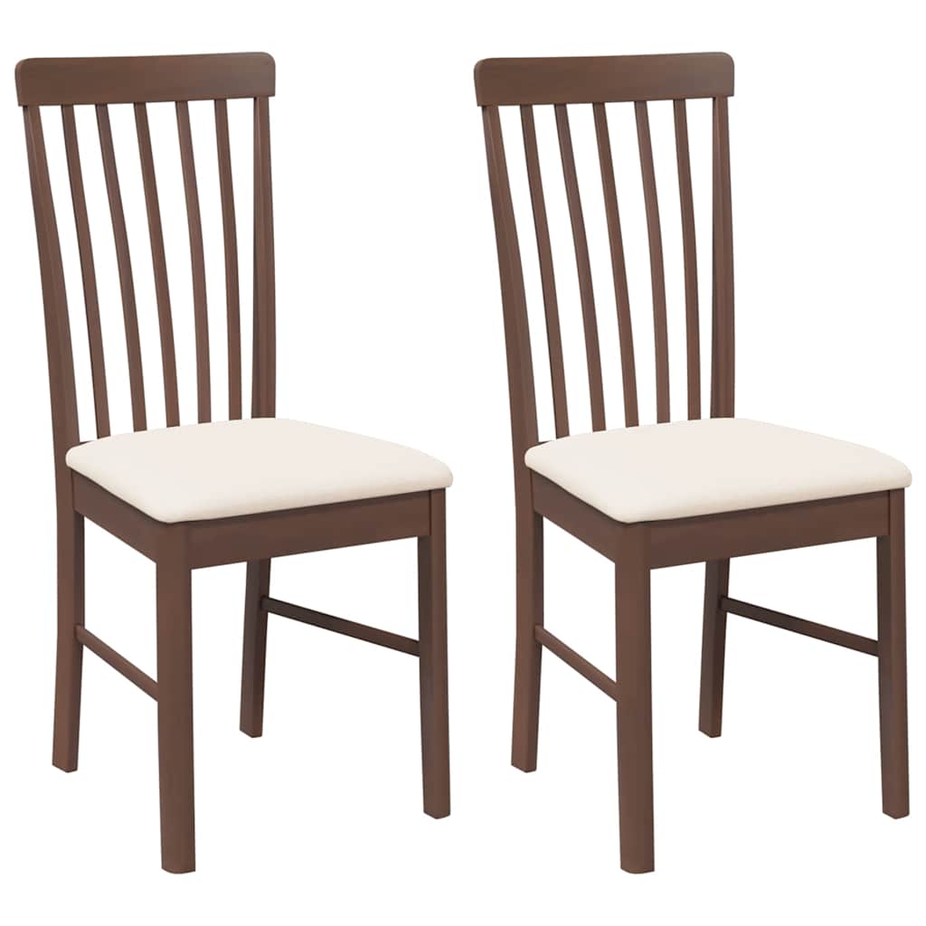 Vidaxl eetkamerstoelen met kussens 2 st massief hout rubber bruin