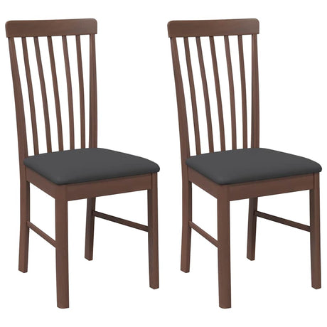 Vidaxl eetkamerstoelen met kussens 2 st massief hout rubber bruin