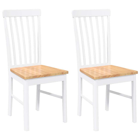 Vidaxl eetkamerstoelen met kussens 2 st massief hout rubber wit