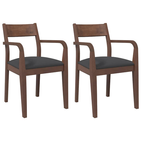 Vidaxl eetkamerstoelen met kussens 2 st massief hout rubber bruin