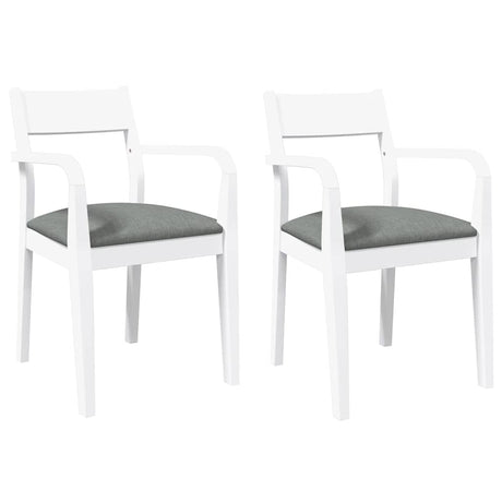 Vidaxl eetkamerstoelen met kussens 2 st massief hout rubber wit