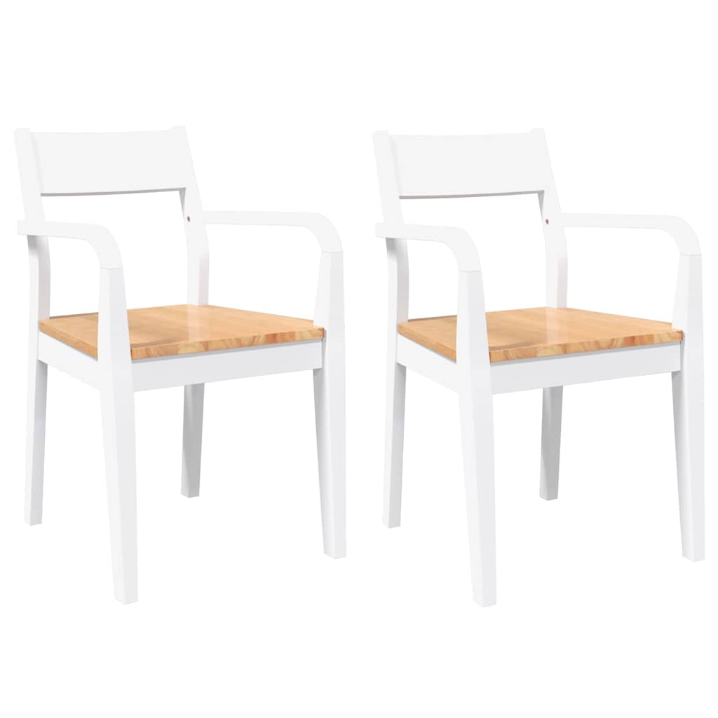 Vidaxl eetkamerstoelen 2 st massief hout rubber wit