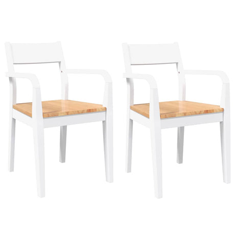 Vidaxl eetkamerstoelen 2 st massief hout rubber wit
