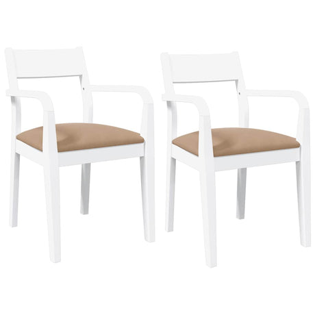Vidaxl eetkamerstoelen met kussens 2 st massief hout rubber wit