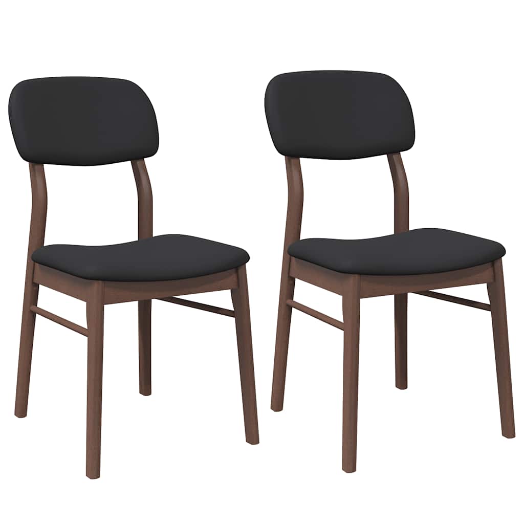Vidaxl eetkamerstoelen met kussens 2 st massief hout rubber bruin