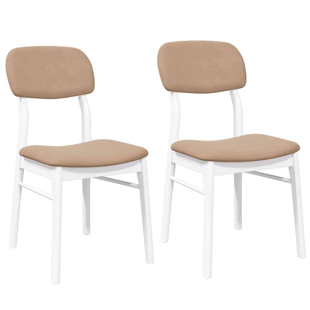 Vidaxl eetkamerstoelen met kussens 2 st massief hout rubber wit