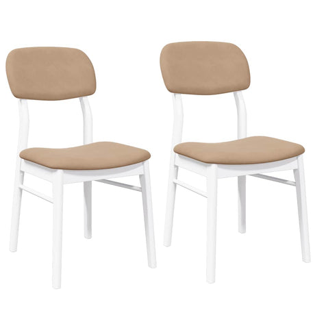 Vidaxl eetkamerstoelen met kussens 2 st massief hout rubber wit