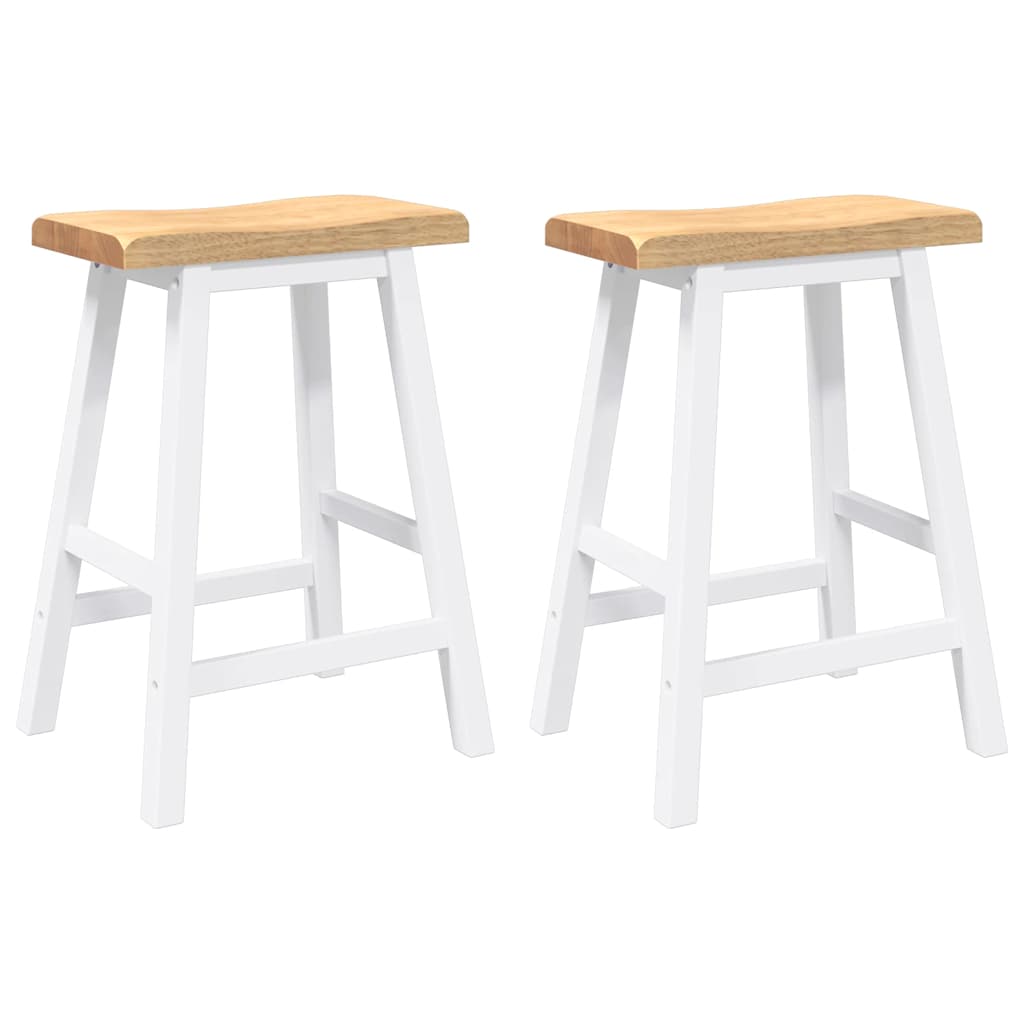 Vidaxl barkrukken 2 stuks wit massief hout rubber