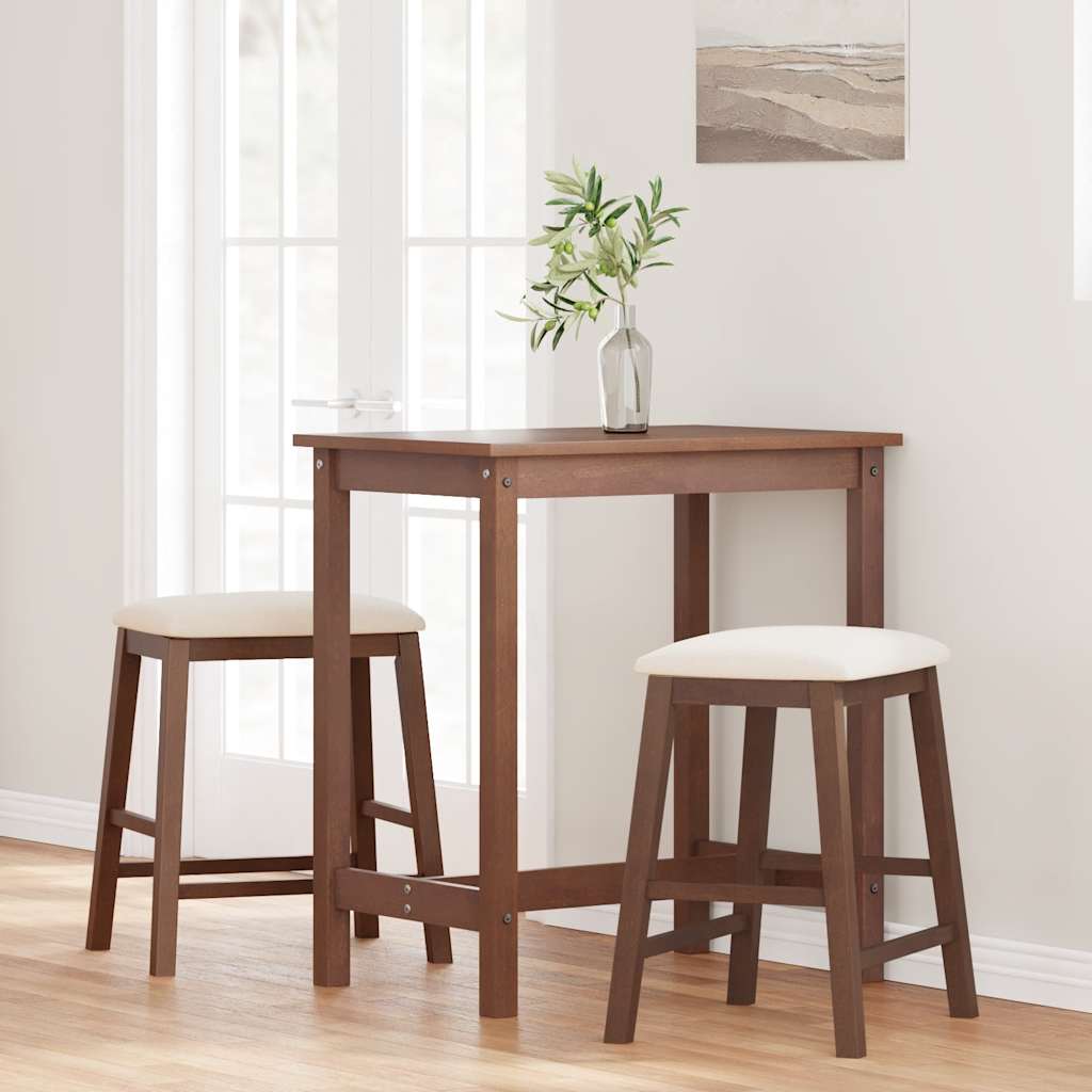 Vidaxl barstoelen met kussens 2 st massief hout rubber bruin