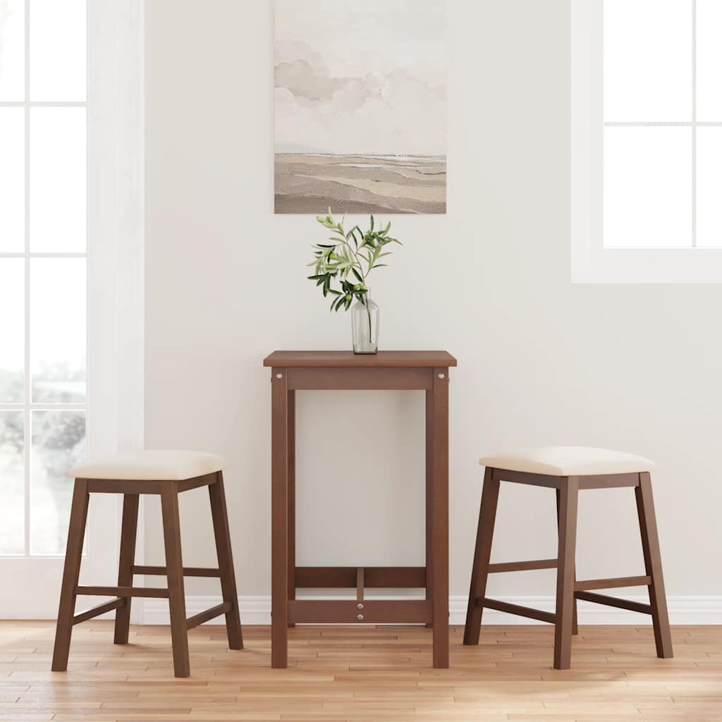 Vidaxl barstoelen met kussens 2 st massief hout rubber bruin