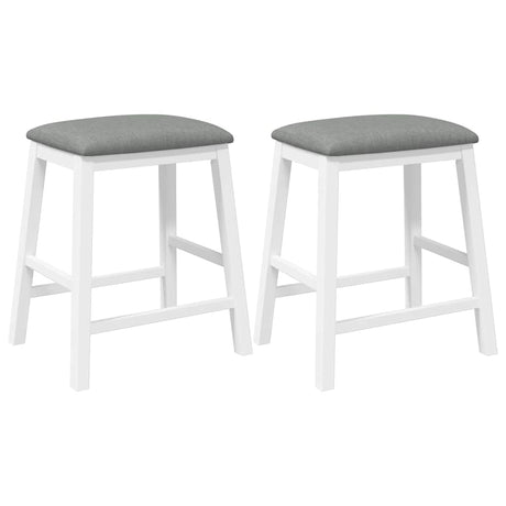 Vidaxl barstoelen met kussens 2 st massief hout rubber wit