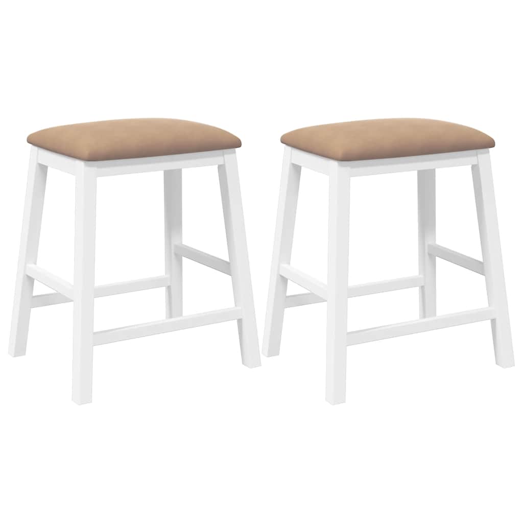 Vidaxl barstoelen met kussens 2 st massief hout rubber wit