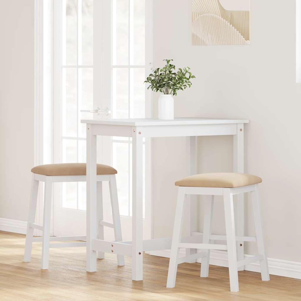 Vidaxl barstoelen met kussens 2 st massief hout rubber wit