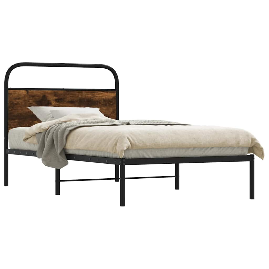 Vidaxl bedframe zonder matras bewerkt hout gerookt eiken 90x190 cm