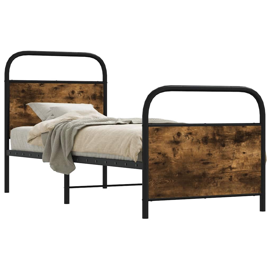 Vidaxl bedframe zonder matras bewerkt hout gerookt eiken 75x190 cm