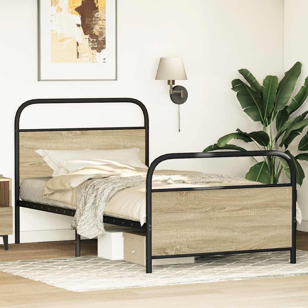 Vidaxl bedframe zonder matras bewerkt hout sonoma eikenkleur 100x190cm