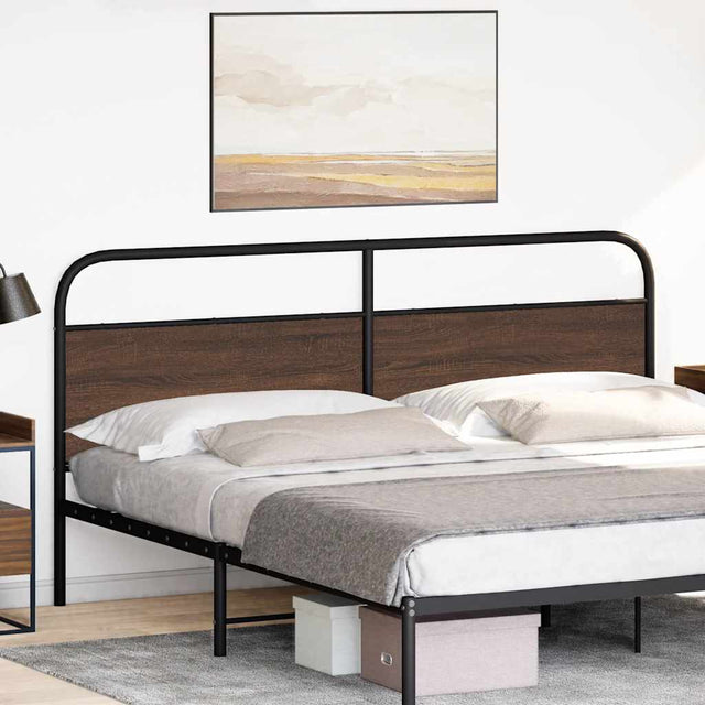Vidaxl vervangend hoofdbord 180 cm bewerkt hout en staal bruin eikenkleurig