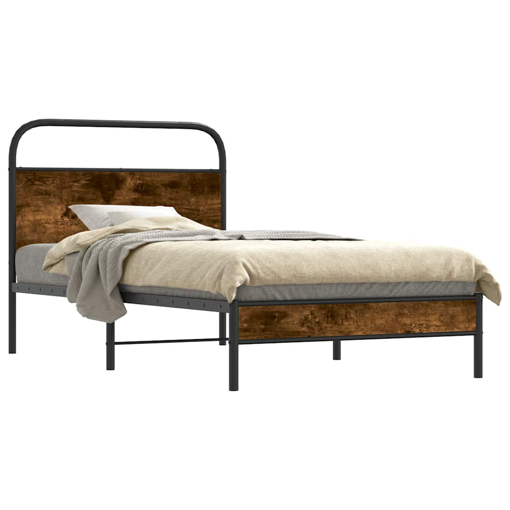 Vidaxl bedframe zonder matras bewerkt hout gerookt eiken 90x190 cm