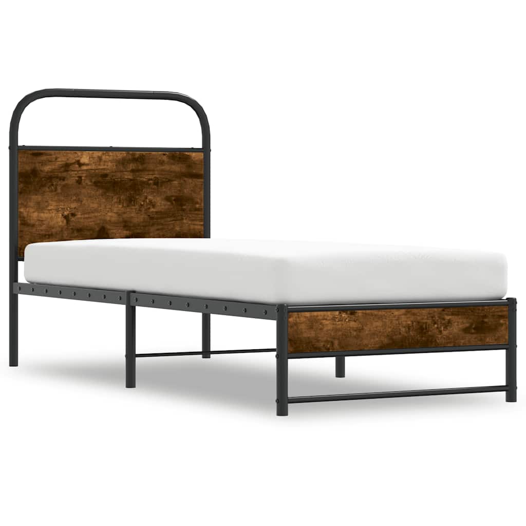 Vidaxl bedframe zonder matras bewerkt hout gerookt eiken 75x190 cm