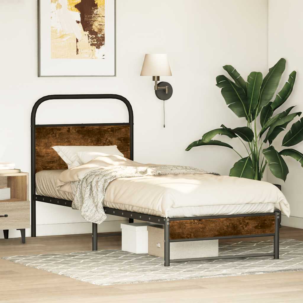 Vidaxl bedframe zonder matras bewerkt hout gerookt eiken 80x200 cm