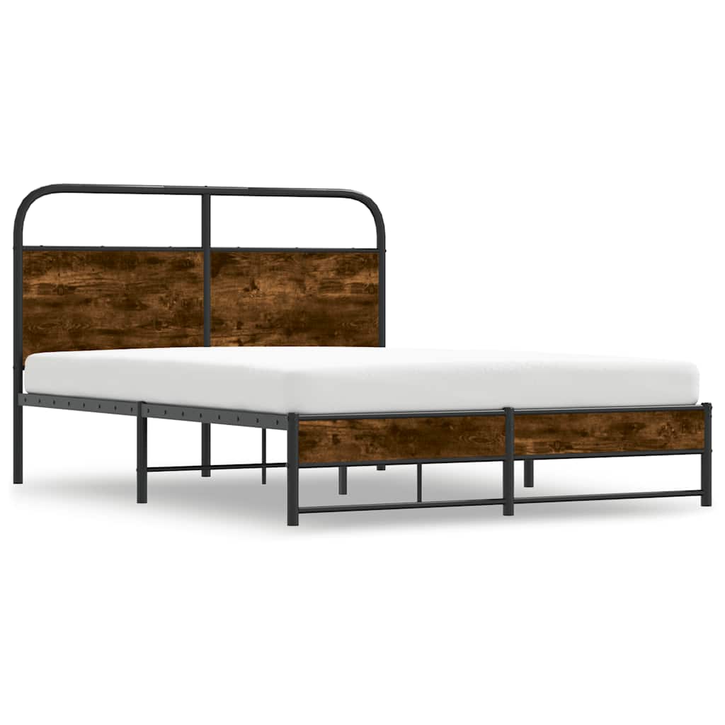 Vidaxl bedframe zonder matras bewerkt hout gerookt eiken 135x190 cm