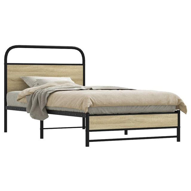 Vidaxl bedframe zonder matras bewerkt hout sonoma eikenkleur 90x200 cm