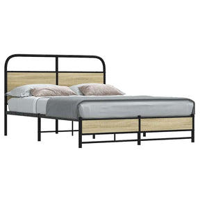 Vidaxl bedframe zonder matras bewerkt hout sonoma eikenkleur 135x190cm