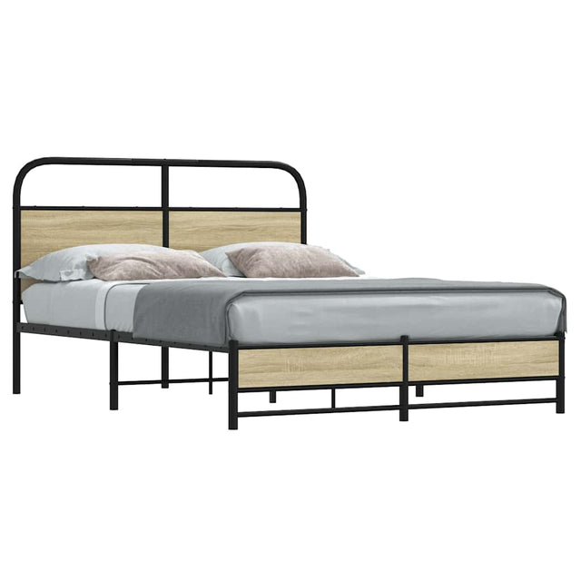 Vidaxl bedframe zonder matras bewerkt hout sonoma eikenkleur 140x190cm