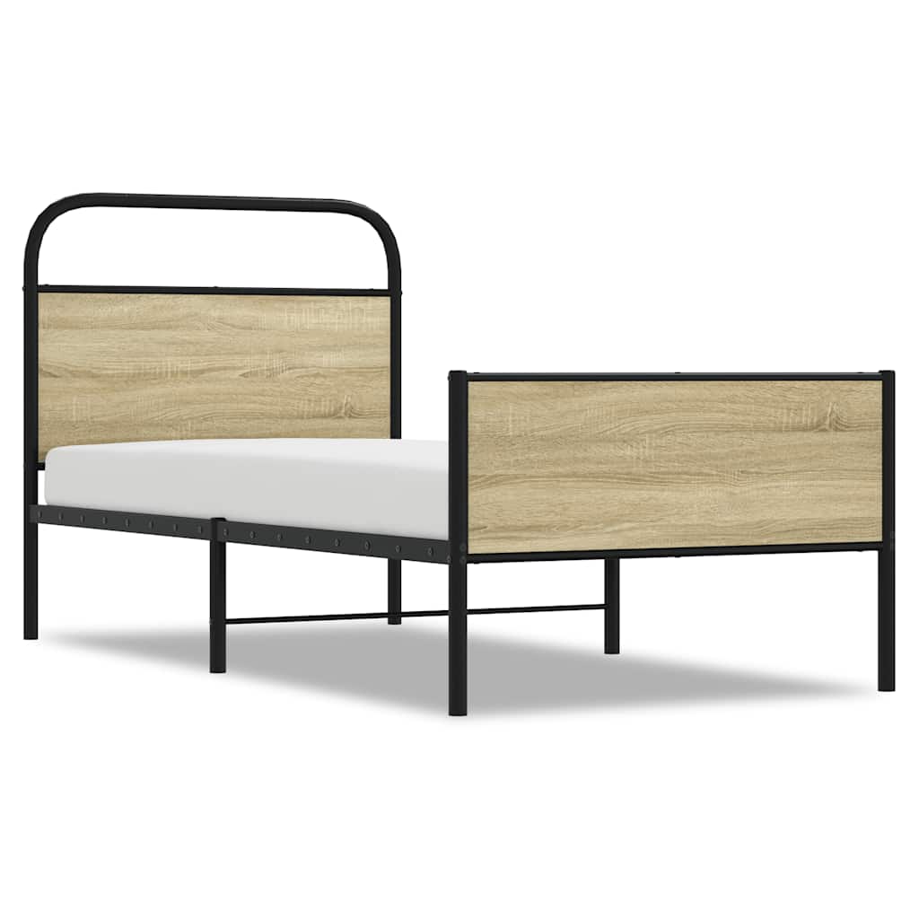 Vidaxl bedframe zonder matras bewerkt hout sonoma eikenkleur 75x190 cm
