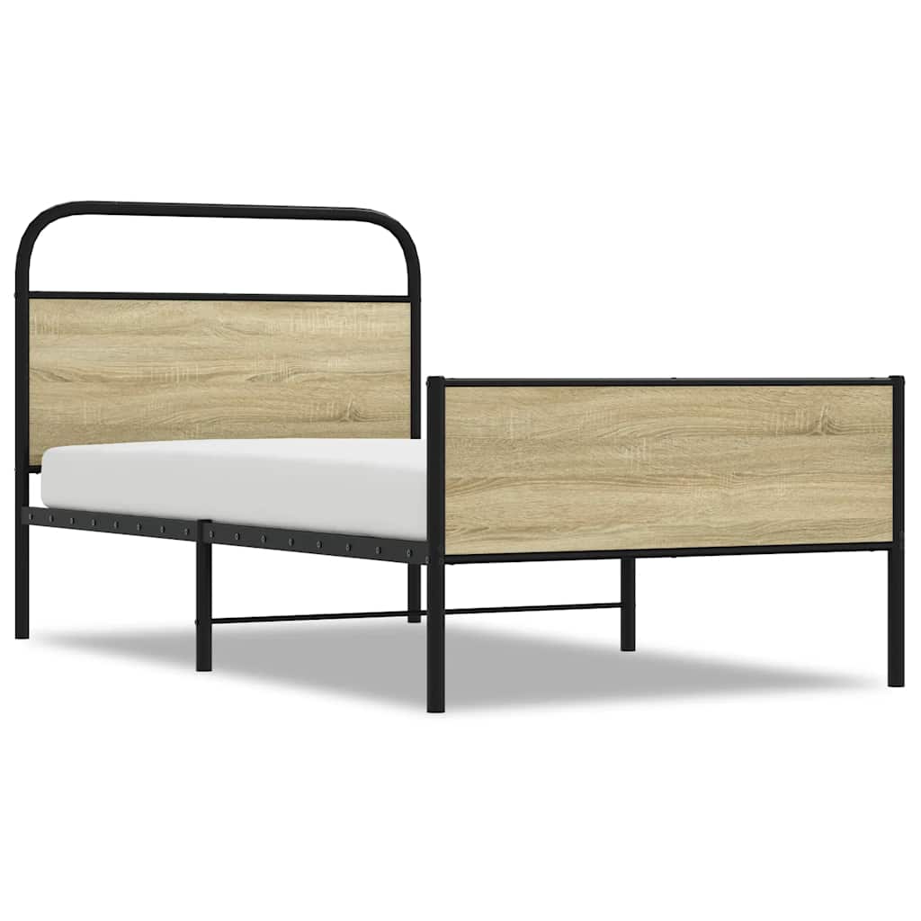 Vidaxl bedframe zonder matras bewerkt hout sonoma eikenkleur 90x190 cm