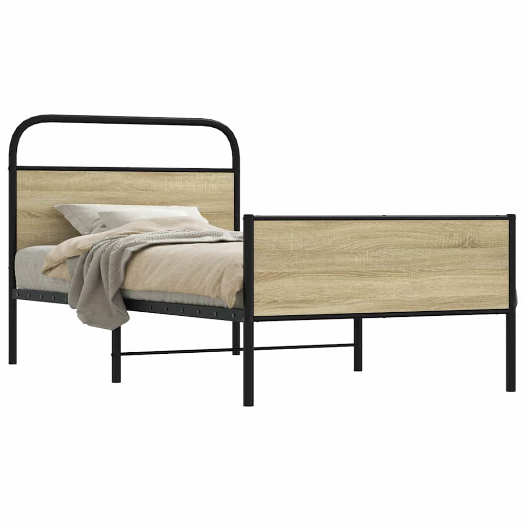 Vidaxl bedframe zonder matras bewerkt hout sonoma eikenkleur 90x190 cm