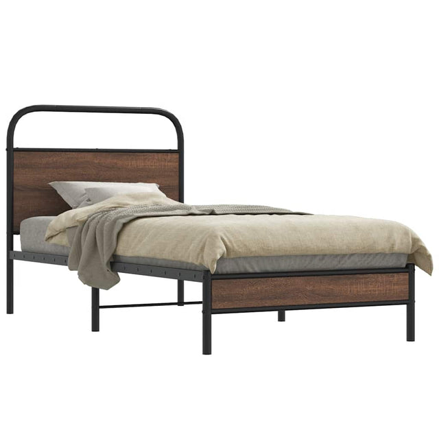 Vidaxl bedframe zonder matras bewerkt hout bruin eikenkleur 107x203 cm