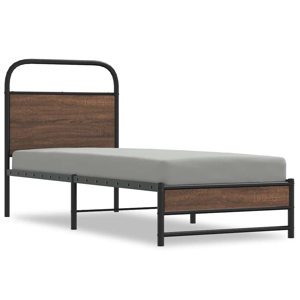 Vidaxl bedframe zonder matras bewerkt hout bruin eikenkleur 75x190 cm