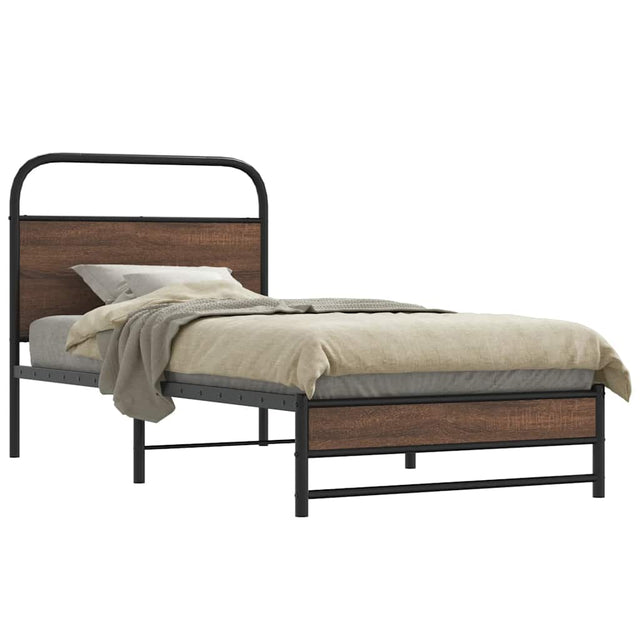 Vidaxl bedframe zonder matras bewerkt hout bruin eikenkleur 100x190 cm