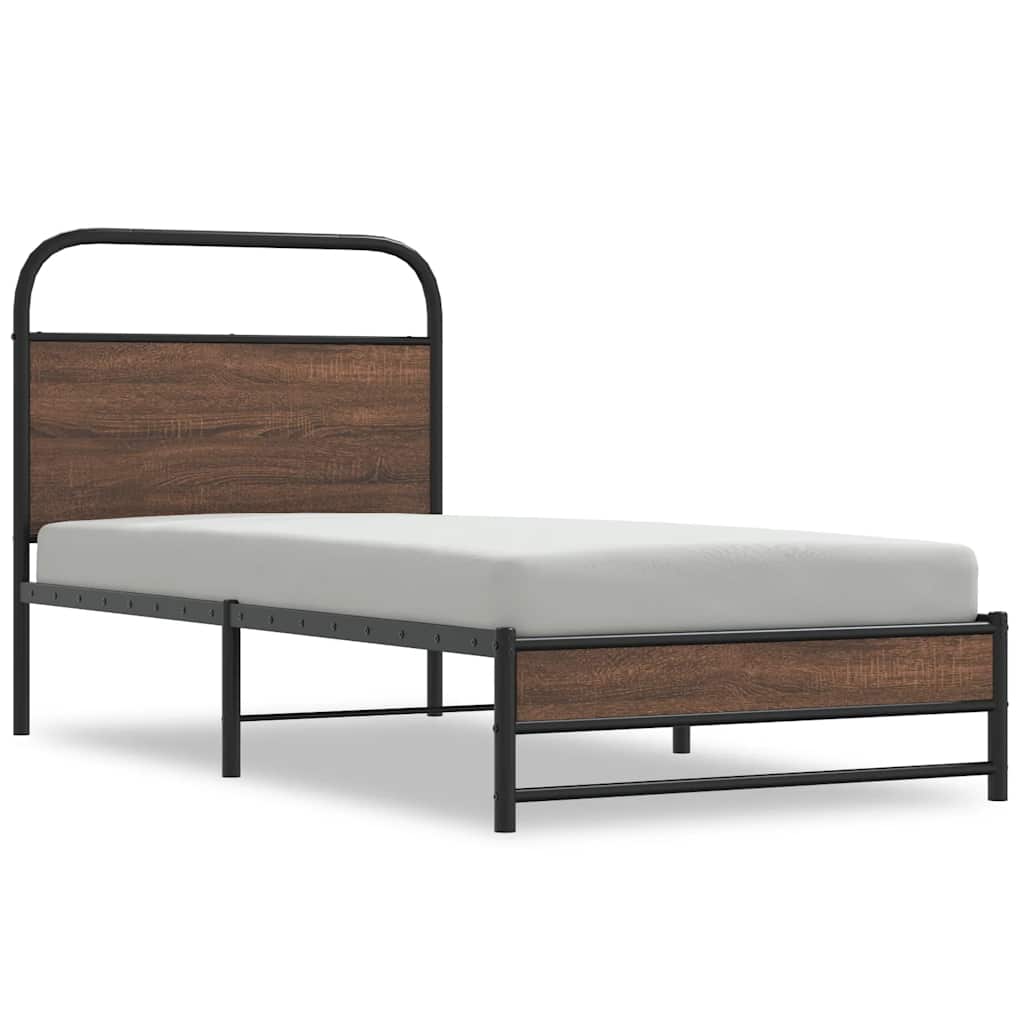 Vidaxl bedframe zonder matras bewerkt hout bruin eikenkleur 107x203 cm
