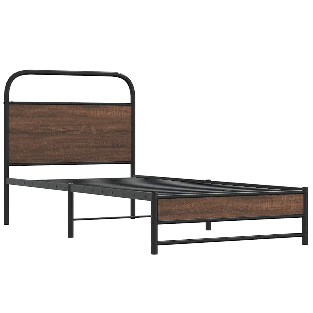 Vidaxl bedframe zonder matras bewerkt hout bruin eikenkleur 107x203 cm
