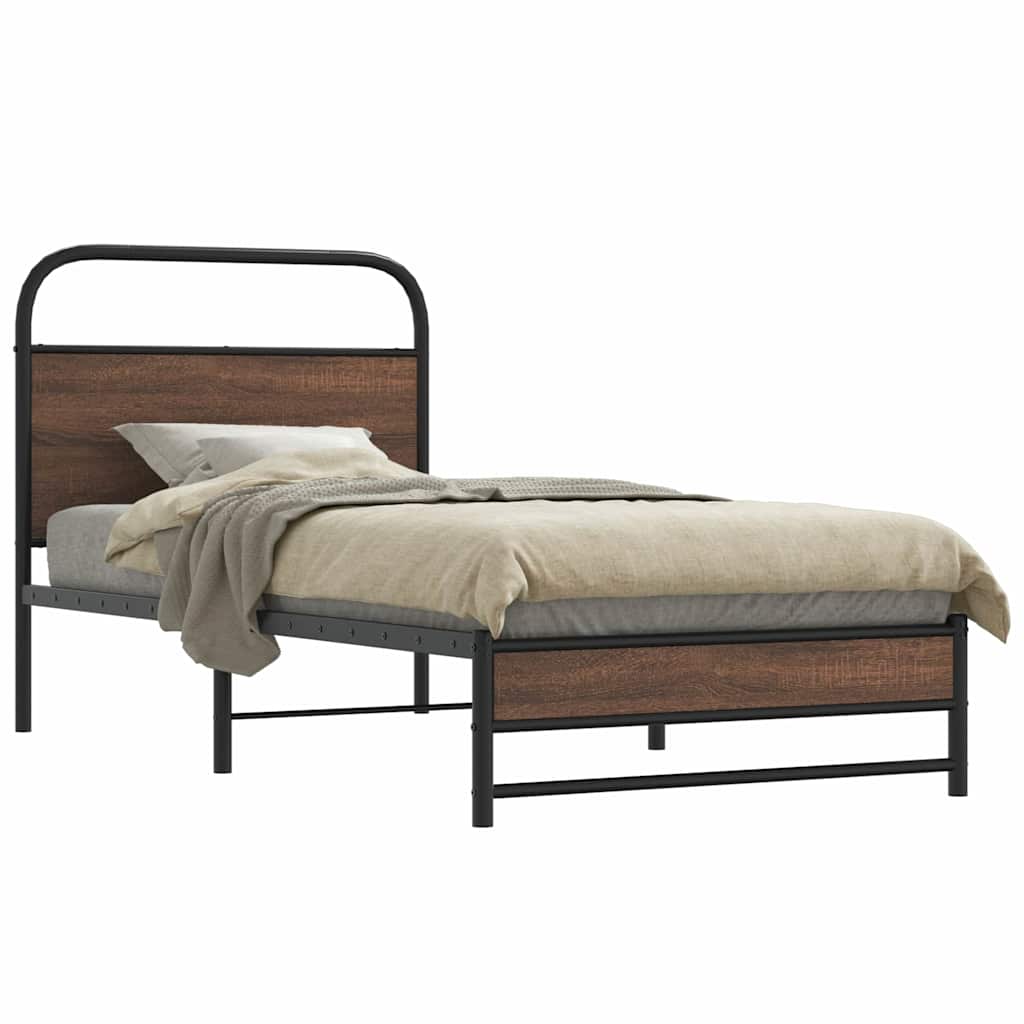 Vidaxl bedframe zonder matras bewerkt hout bruin eikenkleur 107x203 cm