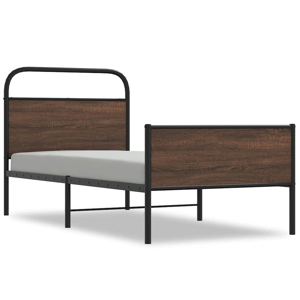 Vidaxl bedframe zonder matras bewerkt hout bruin eikenkleur 107x203 cm