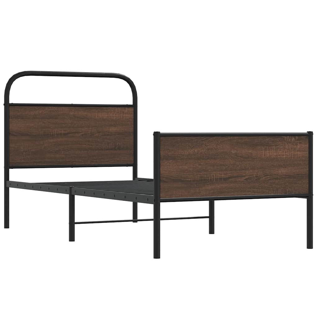 Vidaxl bedframe zonder matras bewerkt hout bruin eikenkleur 107x203 cm