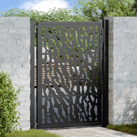 Vidaxl poort met sporenontwerp 100x125 cm staal zwart