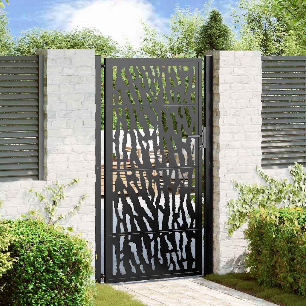Vidaxl poort met sporenontwerp 100x175 cm staal zwart