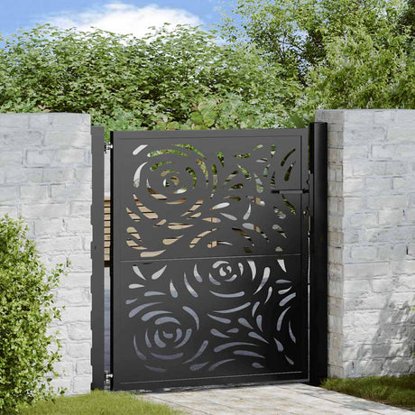 Vidaxl poort met vlamontwerp 100x100 cm staal zwart