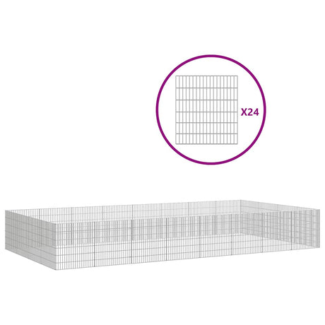 VidaXL Tierheim 24 Paneele 54x60 cm verzinktes Eisen